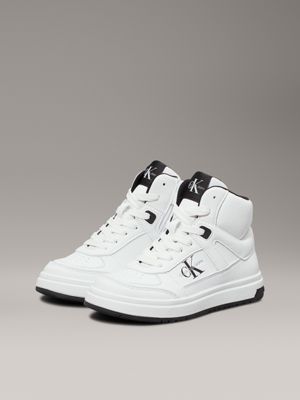 white kids high-top trainers for kids gender inclusive calvin klein jeans