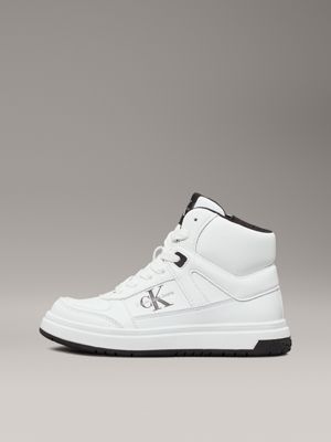 white kids high-top trainers for kids gender inclusive calvin klein jeans