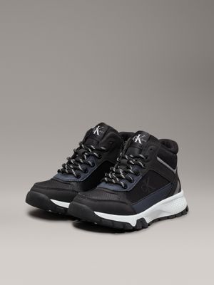 black kids high-top trainers with zip for boys calvin klein jeans