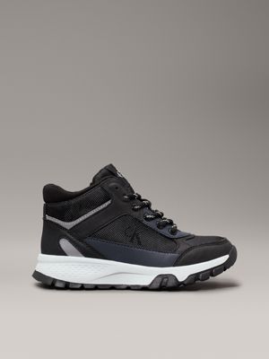 black kids high-top trainers with zip for boys calvin klein jeans