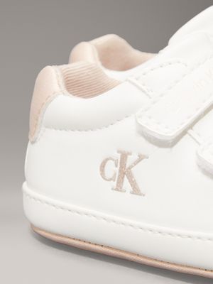 off white/pink baby velcro trainers for girls calvin klein jeans