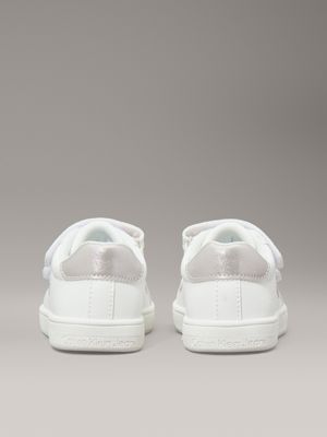 white/silver kids and toddlers velcro trainers for girls calvin klein jeans