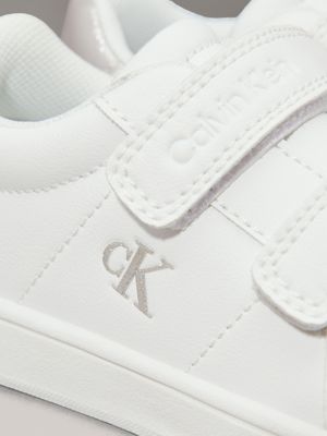 white/silver kids and toddlers velcro trainers for girls calvin klein jeans