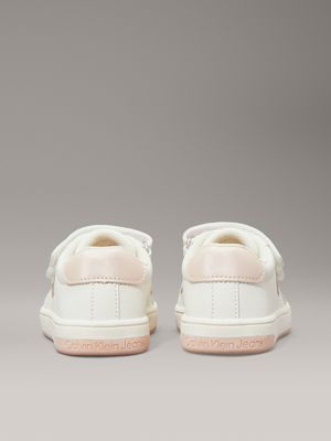 white / pink kids and toddlers velcro trainers for girls calvin klein jeans