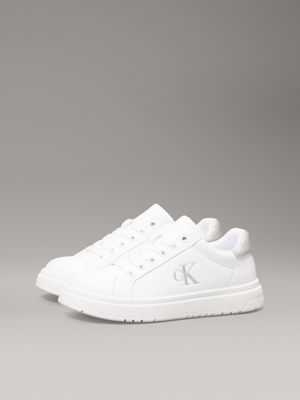 white/silver kids zip trainers for girls calvin klein jeans