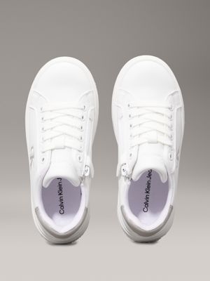 white/silver kids zip trainers for girls calvin klein jeans