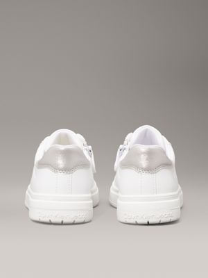 white/silver kids zip trainers for girls calvin klein jeans