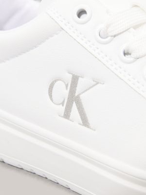 white/silver kids zip trainers for girls calvin klein jeans