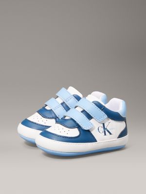 blue/white/light blue baby velcro trainers for boys calvin klein jeans