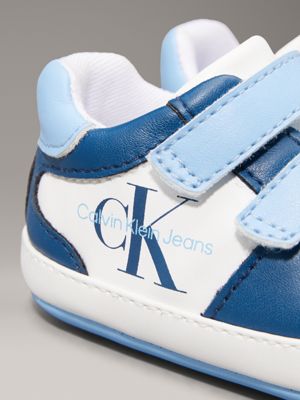 blue/white/light blue baby velcro trainers for boys calvin klein jeans