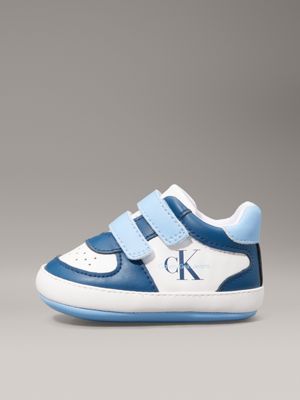 blue/white/light blue baby velcro trainers for boys calvin klein jeans