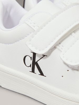 white / black kids and toddlers velcro trainers for kids gender inclusive calvin klein jeans