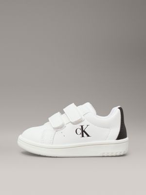 white / black kids and toddlers velcro trainers for kids gender inclusive calvin klein jeans