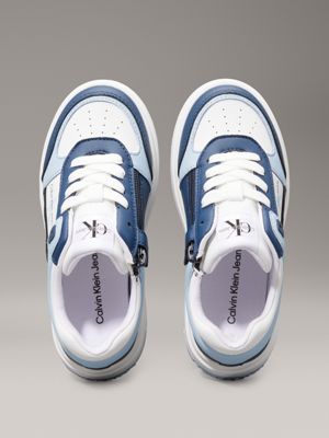 blue/white/light blue kids trainers for kids gender inclusive calvin klein jeans