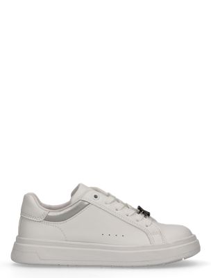 white kids signature logo trainers for girls 
