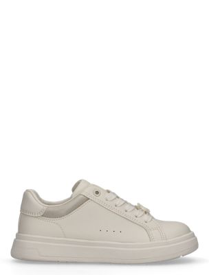white kids signature logo trainers for girls 