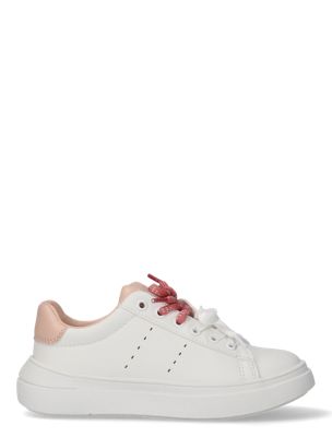 white kids signature logo trainers for girls 