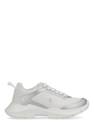 silver kids signature ck logo trainers for girls 