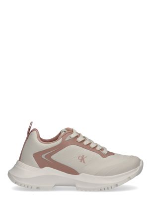 white kids signature ck logo trainers for girls 