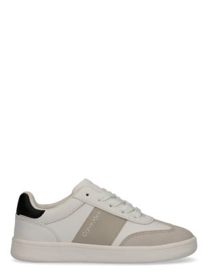 grey kids faux leather trainers for kids gender inclusive 