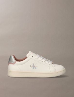 white dziecięce sneakersy z logo dla dziewczynki - 