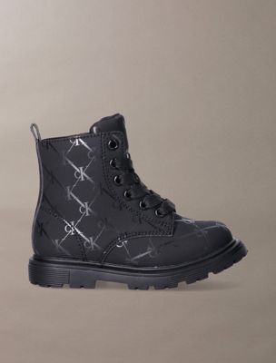 black dziecięce botki z logo zapinane na zamek dla dziewczynki - 