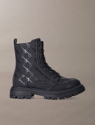 black dziecięce botki z logo zapinane na zamek dla dziewczynki - 