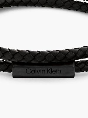 black double wrap braided bracelet for men calvin klein