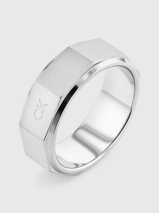 silver pierścionek - latch dla mężczyźni - calvin klein