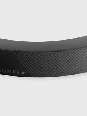 black logo plaque leather bracelet for men calvin klein