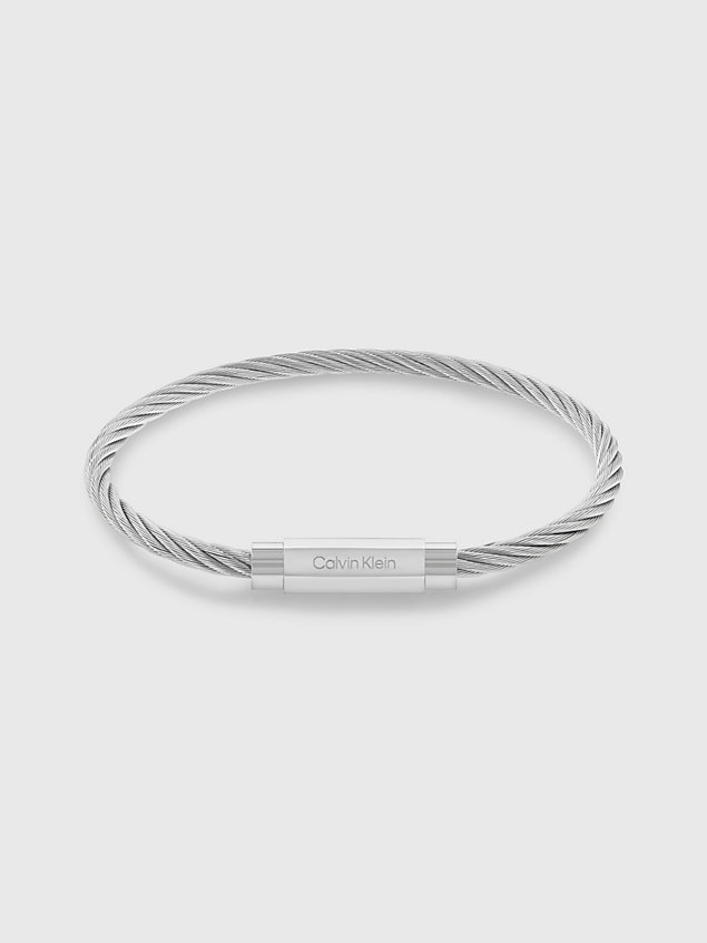 silver bracelet - modern grid for men calvin klein