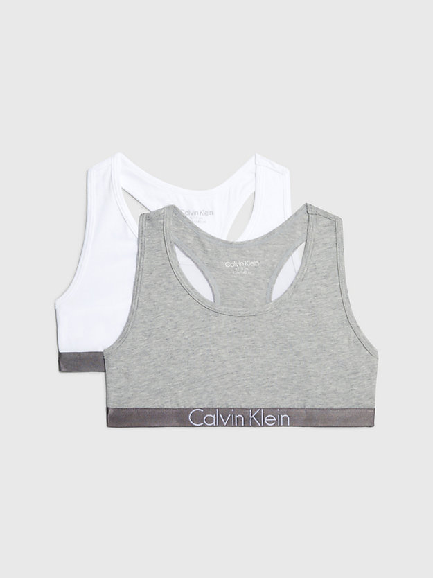1 GREY HEATHER/ 1 WHITE 2 Pack Girls Bralettes - Customized Stretch for girls CALVIN KLEIN