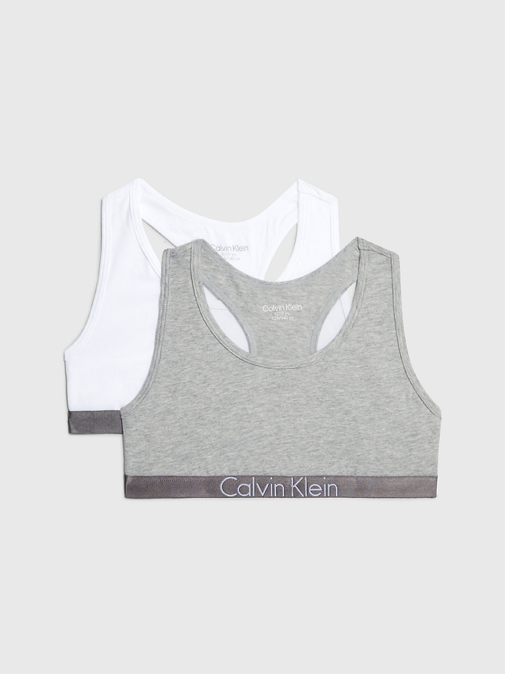 1 GREY HEATHER/ 1 WHITE 2 Pack Girls Bralettes - Customized Stretch undefined girls Calvin Klein