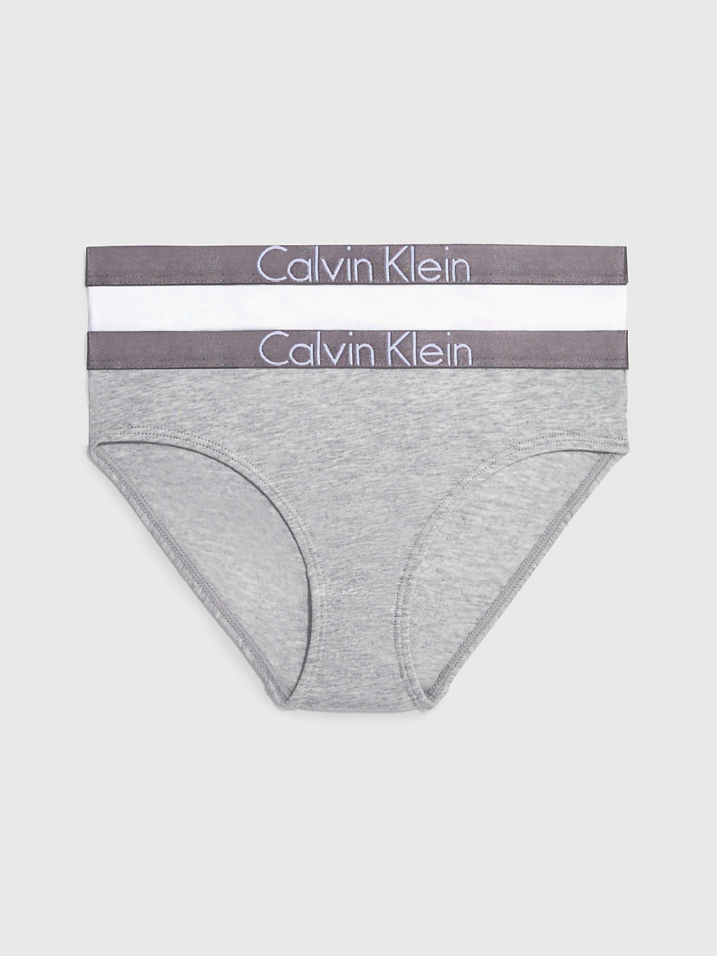 1 GREY HEATHER/ 1 WHITE 2 Pack Girls Bikini Brief undefined girls Calvin Klein