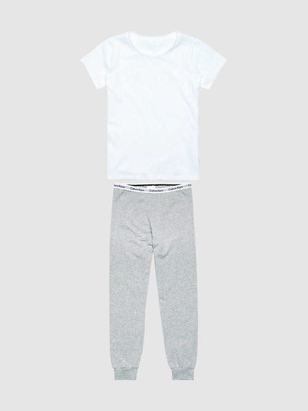 white pyjama-set für mädchen - modern cotton für maedchen - calvin klein
