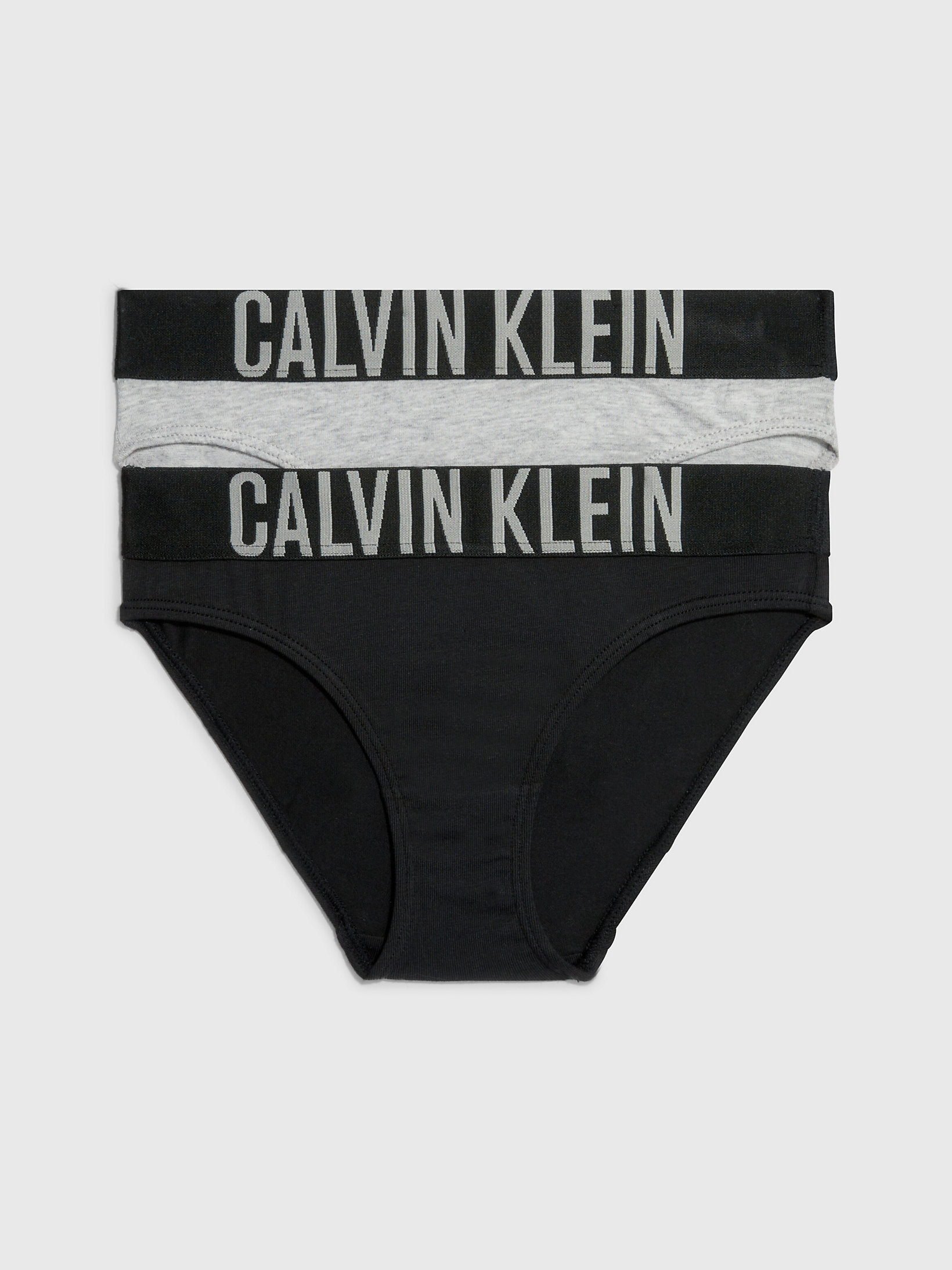 1 Grey Heather/ 1 Black 2 Pack Girls Bikini Briefs - Intense Power undefined girls Calvin Klein