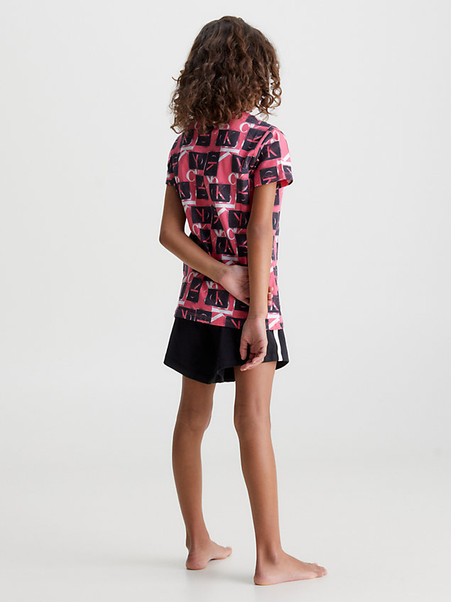 pink pyjama met short - ck monogram voor meisjes - calvin klein