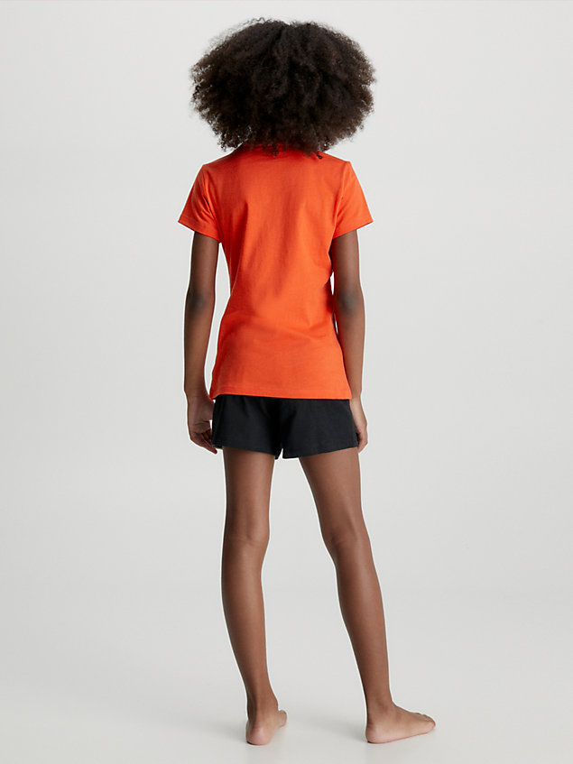 orange pyjama met short - modern cotton voor meisjes - calvin klein
