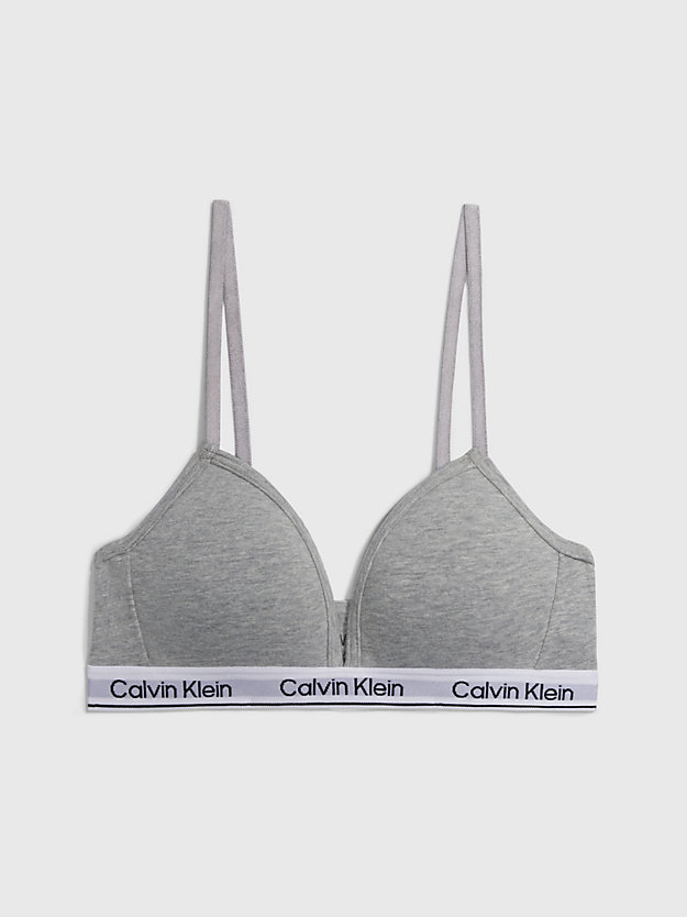 grey heather girls triangle bra - modern cotton for girls calvin klein