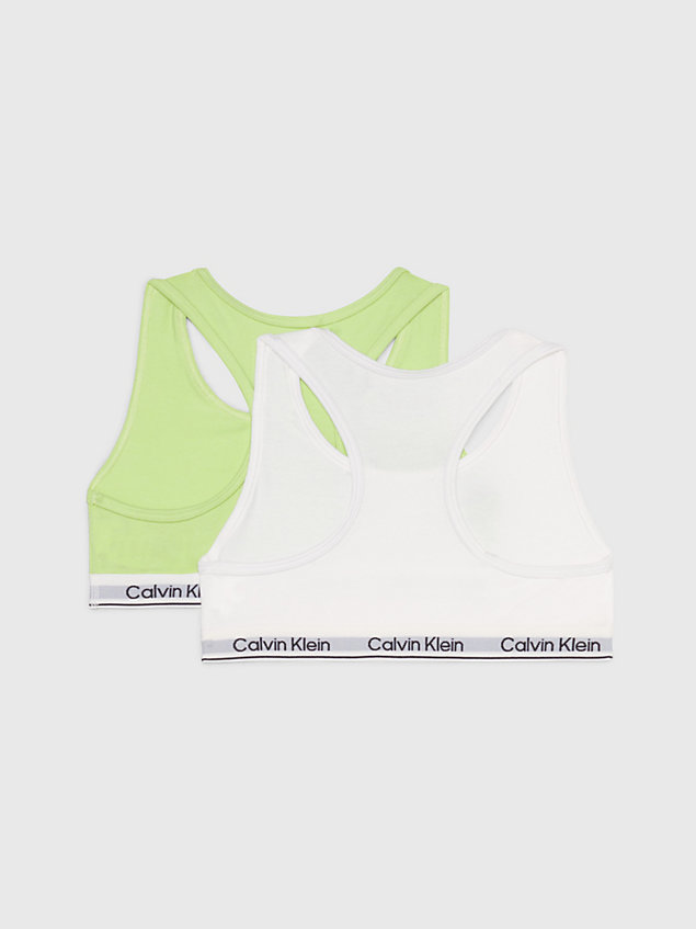 green 2 pack girls bralettes - modern cotton for girls calvin klein
