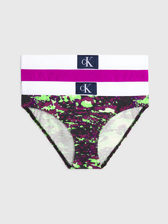 slip bikini bambina in confezione da 2 - ck monogram purple da bambina calvin klein