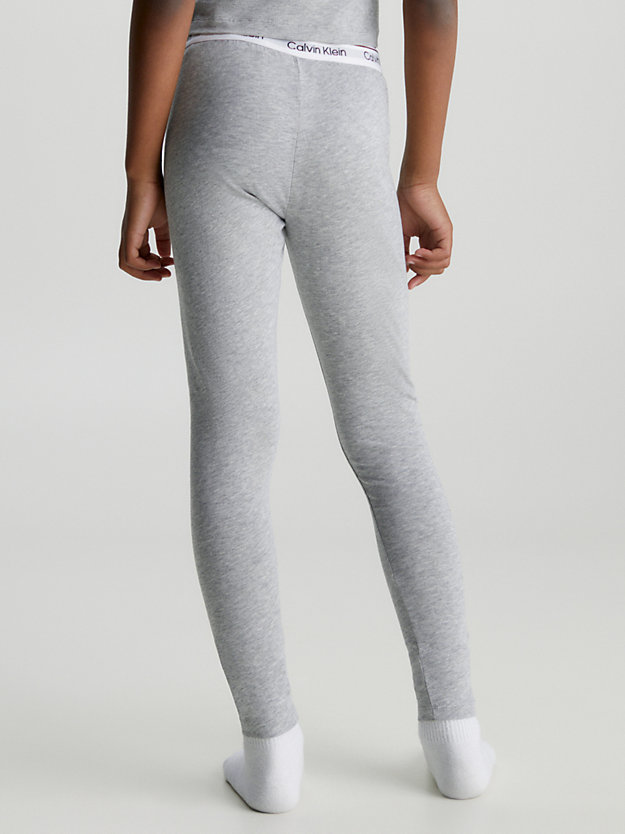 light grey heather/pvhblack zestaw 2 par legginsów dziewczęcych - modern cotton dla dziewczynki - calvin klein