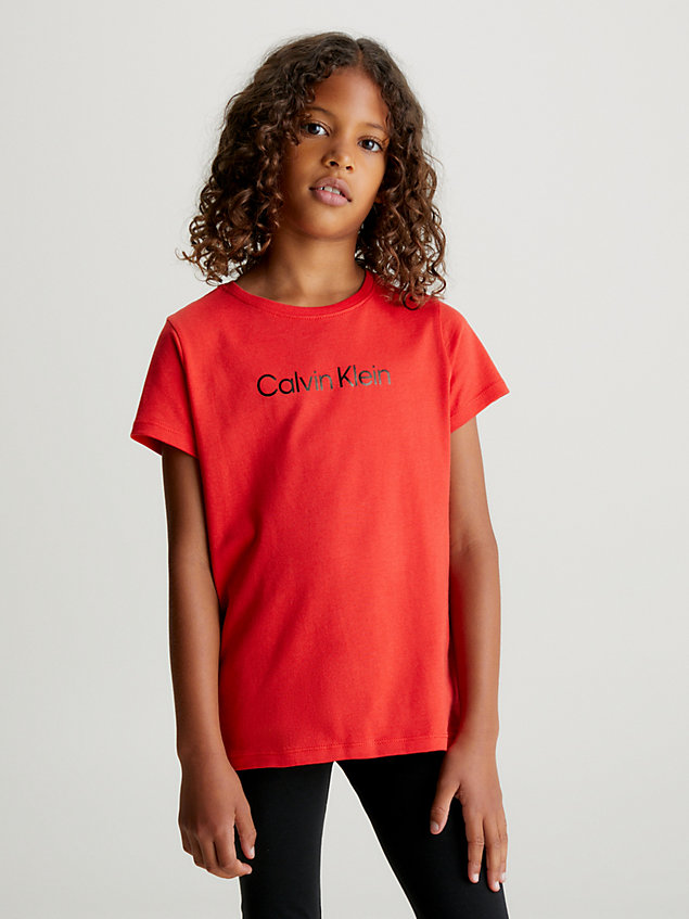 pack de 2 camisetas para niña - modern cotton red de nina calvin klein