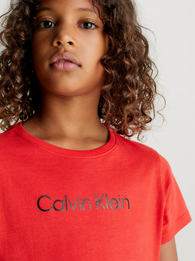 t-shirt ragazza in confezione da 2 - modern cotton red da bambina calvin klein