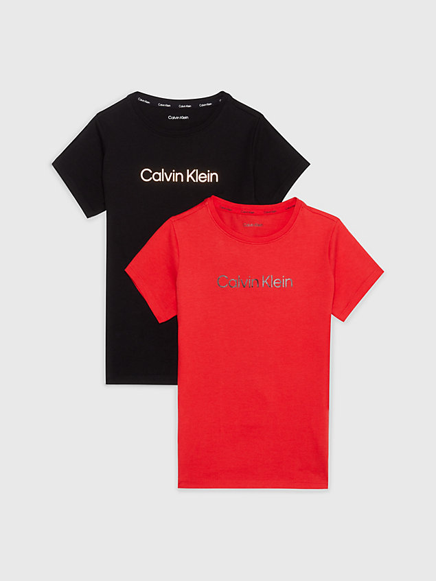pack de 2 camisetas para niña - modern cotton red de nina calvin klein