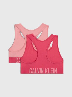 Calvin Klein 2 pack unlined bralette in hot pink/gray