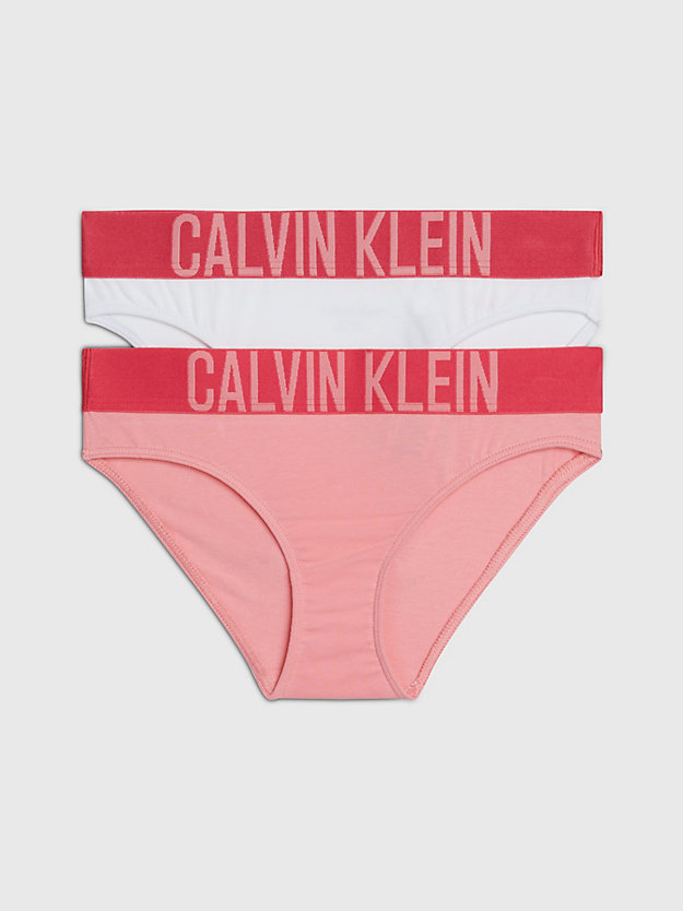pinkgrapefruit/pvhwhite 2 pack girls bikini briefs - intense power for girls calvin klein