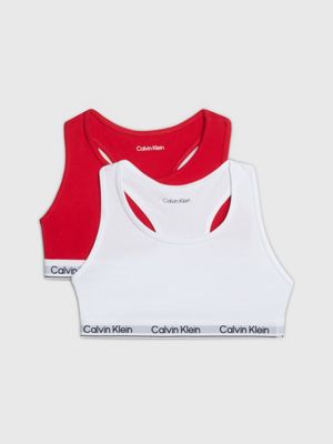 Calvin Klein Girls' Pullover Bralette 3-Pack - White/Crystal Pink/Multi  Logo<!-- -->