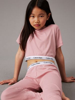 velvetpink/w/velvetpink pyjama set - modern cotton for girls calvin klein