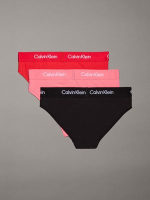 tropicalblush/bittersweet/pvhblack 3 pack girls bikini briefs - ck96 for girls calvin klein jeans